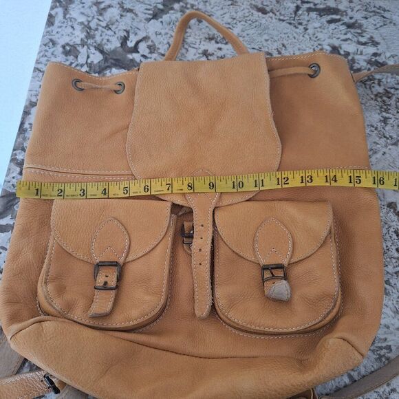 Leather  yellow soft leather backpack‎